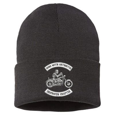 Funny Sons With Arthritis Ibuprofen Chapter Biker Skull Sustainable Knit Beanie