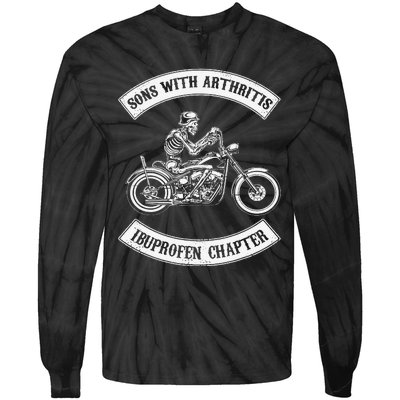 Funny Sons With Arthritis Ibuprofen Chapter Biker Skull Tie-Dye Long Sleeve Shirt