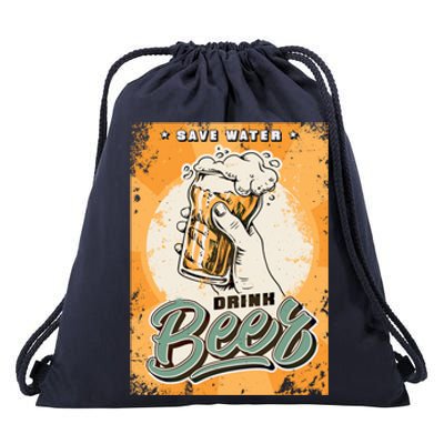 Funny Save Water Beer Ing Gift Drawstring Bag