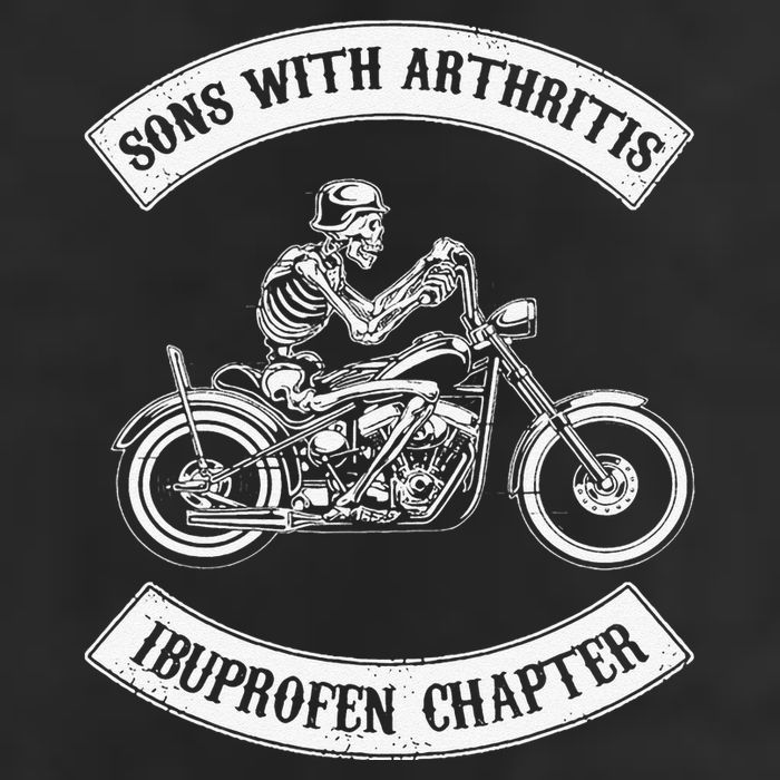 Funny Sons With Arthritis Ibuprofen Chapter Biker Skull 7 Panel Mesh Trucker Snapback Hat