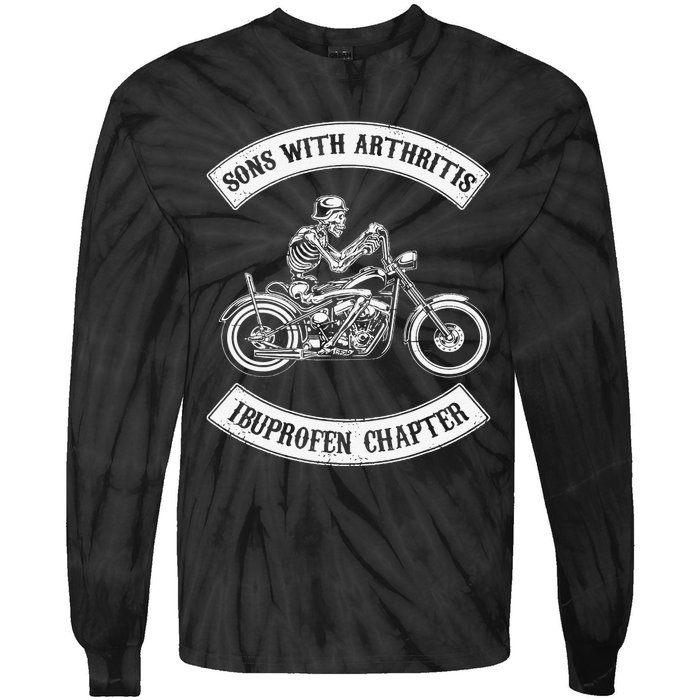 Funny Sons With Arthritis Ibuprofen Chapter Biker Skull Tie-Dye Long Sleeve Shirt