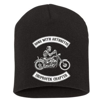 Funny Sons With Arthritis Ibuprofen Chapter Biker Skull Short Acrylic Beanie