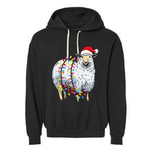 Festive Sheep with Christmas Lights Perfect Gift Garment-Dyed Fleece Hoodie