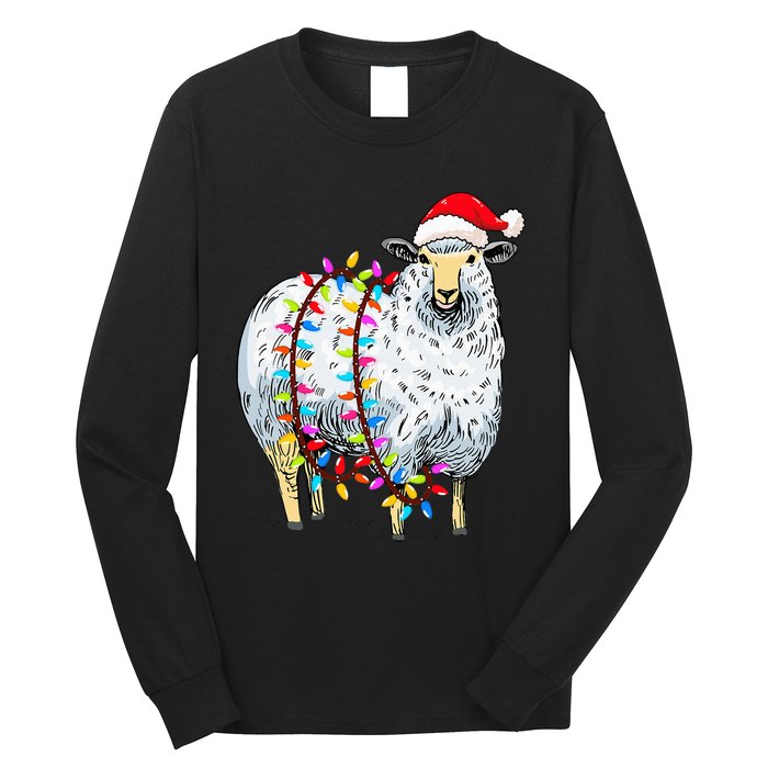 Festive Sheep with Christmas Lights Perfect Gift Long Sleeve Shirt