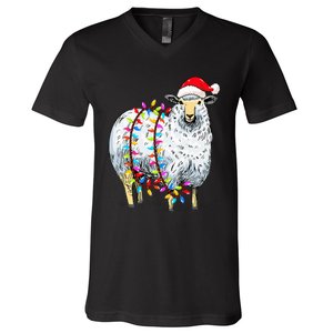 Festive Sheep with Christmas Lights Perfect Gift V-Neck T-Shirt