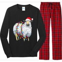 Festive Sheep with Christmas Lights Perfect Gift Long Sleeve Pajama Set