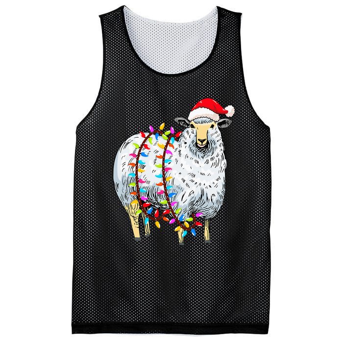 Festive Sheep with Christmas Lights Perfect Gift Mesh Reversible Basketball Jersey Tank