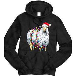 Festive Sheep with Christmas Lights Perfect Gift Tie Dye Hoodie