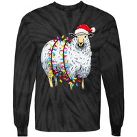 Festive Sheep with Christmas Lights Perfect Gift Tie-Dye Long Sleeve Shirt