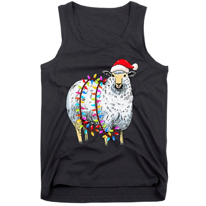 Festive Sheep with Christmas Lights Perfect Gift Tank Top