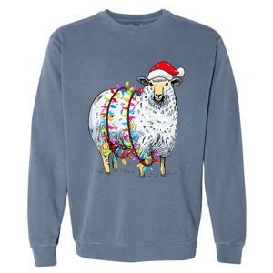 Festive Sheep with Christmas Lights Perfect Gift Garment-Dyed Sweatshirt