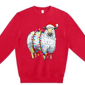 Festive Sheep with Christmas Lights Perfect Gift Premium Crewneck Sweatshirt