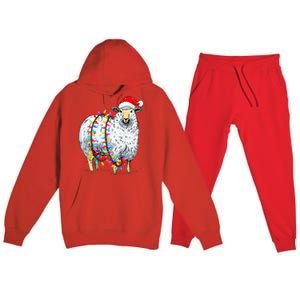 Festive Sheep with Christmas Lights Perfect Gift Premium Hooded Sweatsuit Set