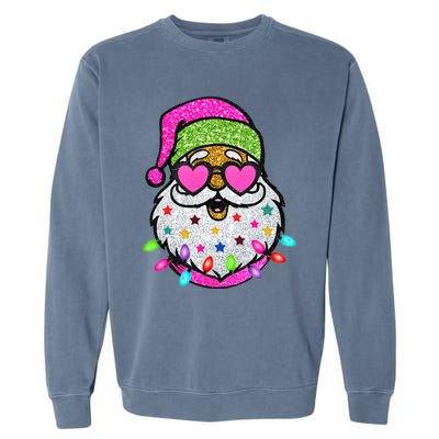 Funny Santa With Sunglasses Christmas Pink Gift Garment-Dyed Sweatshirt