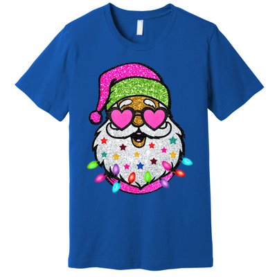 Funny Santa With Sunglasses Christmas Pink Gift Premium T-Shirt