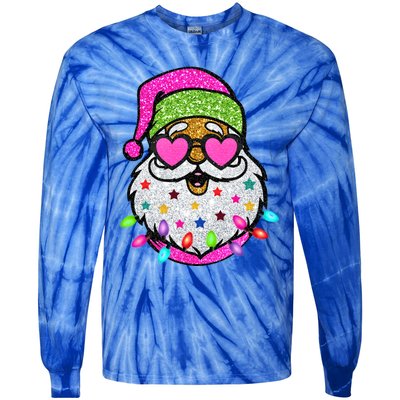 Funny Santa With Sunglasses Christmas Pink Gift Tie-Dye Long Sleeve Shirt