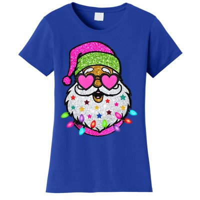 Funny Santa With Sunglasses Christmas Pink Gift Women's T-Shirt