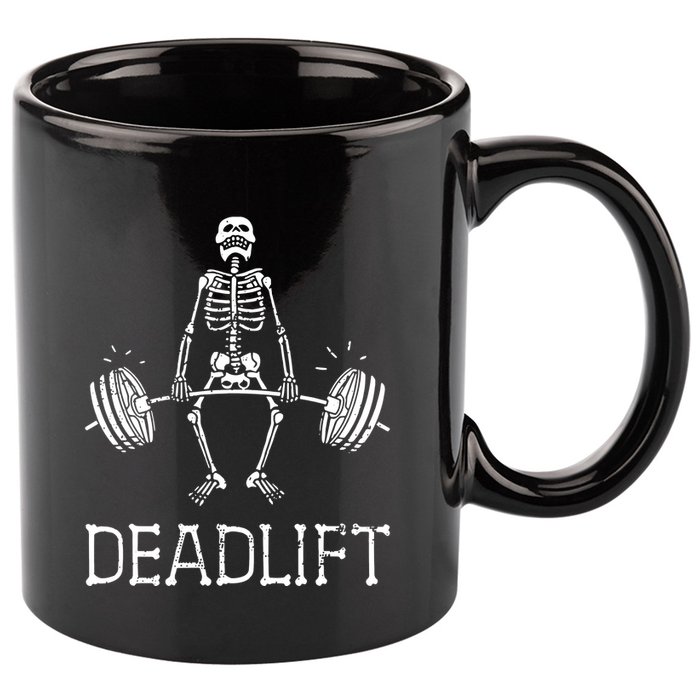Funny Skeleton Weight Lifting Workout 11oz C Handle Ceramic Mug