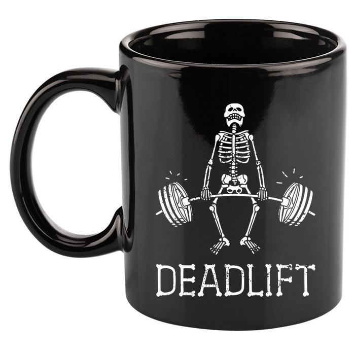 Funny Skeleton Weight Lifting Workout 11oz C Handle Ceramic Mug