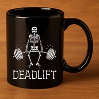 Funny Skeleton Weight Lifting Workout 11oz C Handle Ceramic Mug