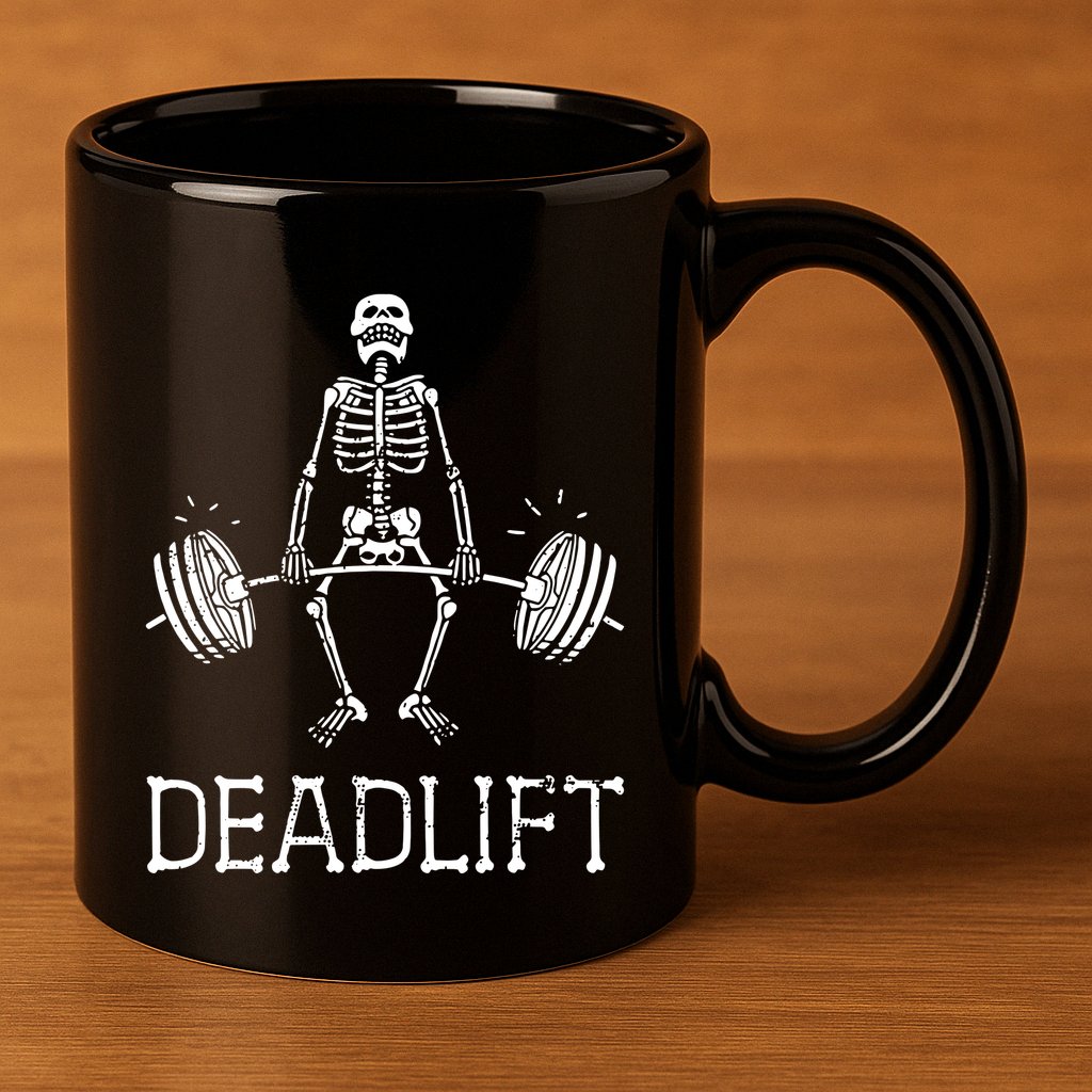 Funny Skeleton Weight Lifting Workout 11oz C Handle Ceramic Mug