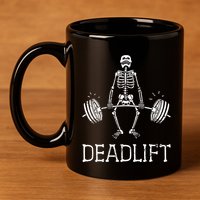 Funny Skeleton Weight Lifting Workout 11oz C Handle Ceramic Mug