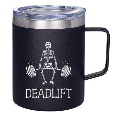 Funny Skeleton Weight Lifting Workout 12oz Stainless Steel Coffee Mug
