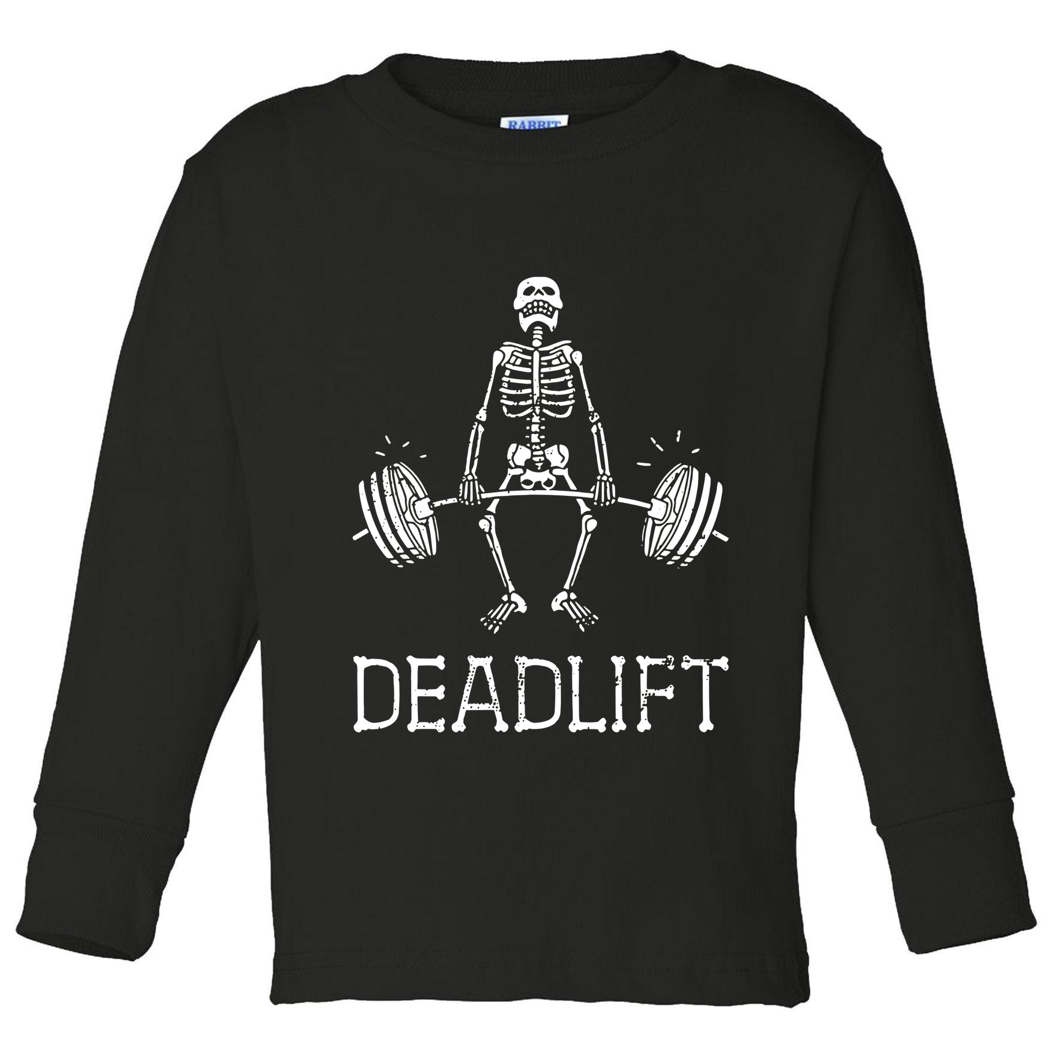 Funny Skeleton Weight Lifting Workout Toddler Long Sleeve Shirt