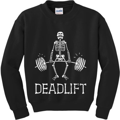 Funny Skeleton Weight Lifting Workout Kids Sweatshirt