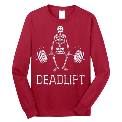 Funny Skeleton Weight Lifting Workout Long Sleeve Shirt