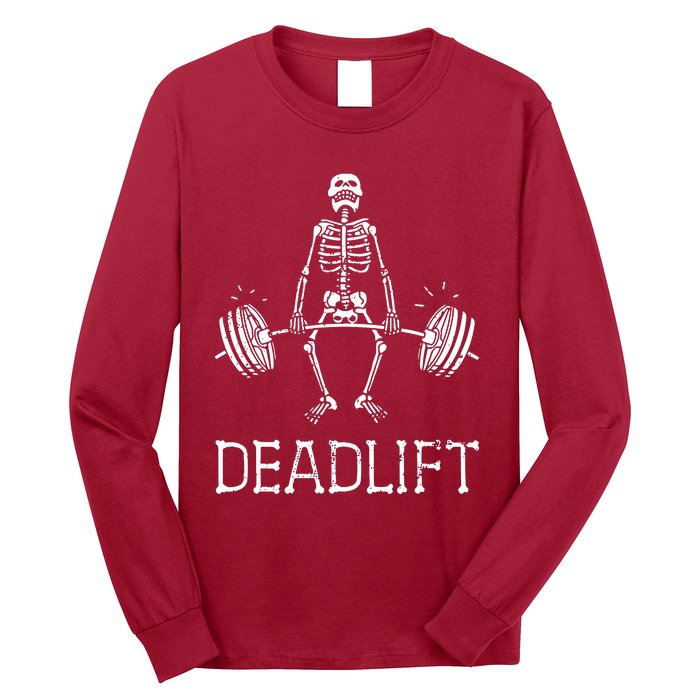 Funny Skeleton Weight Lifting Workout Long Sleeve Shirt