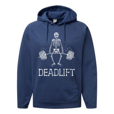 Funny Skeleton Weight Lifting Workout Performance Fleece Hoodie