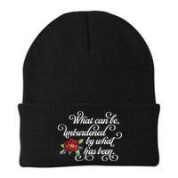 Fancy Script What Can Be Unburdened By What Has Been Knit Cap Winter Beanie