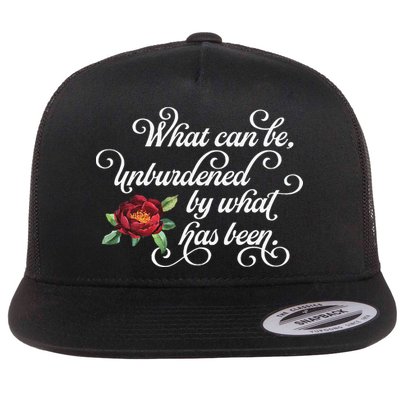 Fancy Script What Can Be Unburdened By What Has Been Flat Bill Trucker Hat