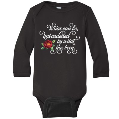 Fancy Script What Can Be Unburdened By What Has Been Baby Long Sleeve Bodysuit