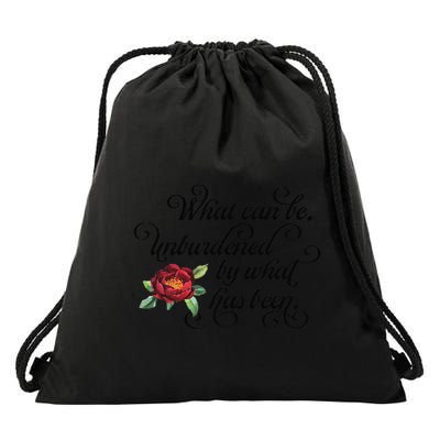 Floral Script What Can Be Unburdened By What Has Been Drawstring Bag