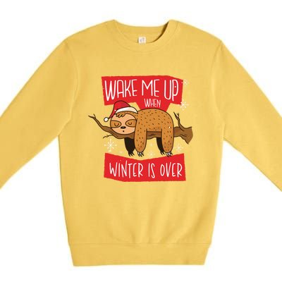 Funny Sloth Wake Me Up When Winter Is Over Christmas 2020 Gift Premium Crewneck Sweatshirt