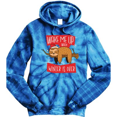 Funny Sloth Wake Me Up When Winter Is Over Christmas 2020 Gift Tie Dye Hoodie