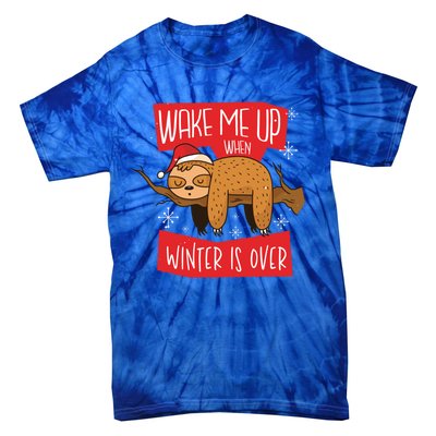 Funny Sloth Wake Me Up When Winter Is Over Christmas 2020 Gift Tie-Dye T-Shirt