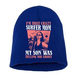 Funny Surfer Waves Cute Gift Surfboard Surfrider Surfing Mom Meaningful Gift Short Acrylic Beanie