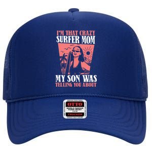 Funny Surfer Waves Cute Gift Surfboard Surfrider Surfing Mom Meaningful Gift High Crown Mesh Back Trucker Hat