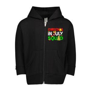 Funny Summer Xmas Christmas In July Squad Toddler Zip Fleece Hoodie