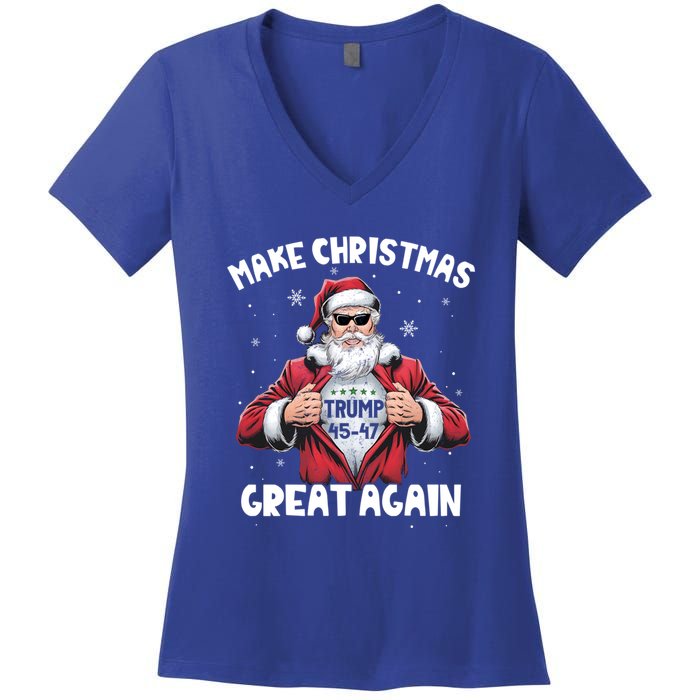 Funny Santa Xmas Trump Tear : Make Christmas Great Again Gift Women's V-Neck T-Shirt