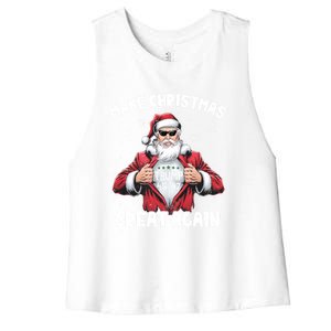 Funny Santa Xmas Trump Tear : Make Christmas Great Again Gift Women's Racerback Cropped Tank