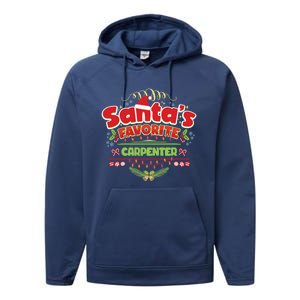 Funny Santa Xmas Gift Christmas Funny Gift For Carpenter Gift Performance Fleece Hoodie