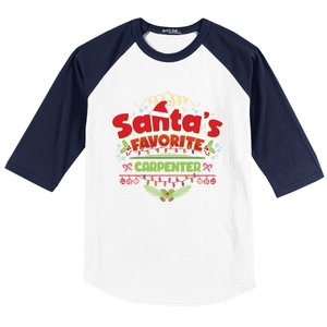 Funny Santa Xmas Gift Christmas Funny Gift For Carpenter Gift Baseball Sleeve Shirt