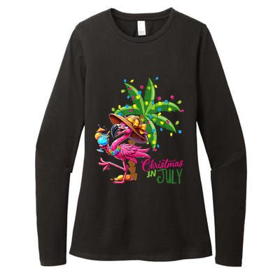 Flamingo Sunglasses Xmas Beach Tropical Christmas In July Womens CVC Long Sleeve Shirt