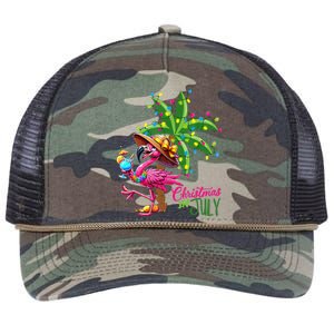 Flamingo Sunglasses Xmas Beach Tropical Christmas In July Retro Rope Trucker Hat Cap