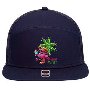 Flamingo Sunglasses Xmas Beach Tropical Christmas In July 7 Panel Mesh Trucker Snapback Hat