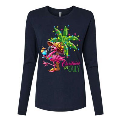 Flamingo Sunglasses Xmas Beach Tropical Christmas In July Womens Cotton Relaxed Long Sleeve T-Shirt